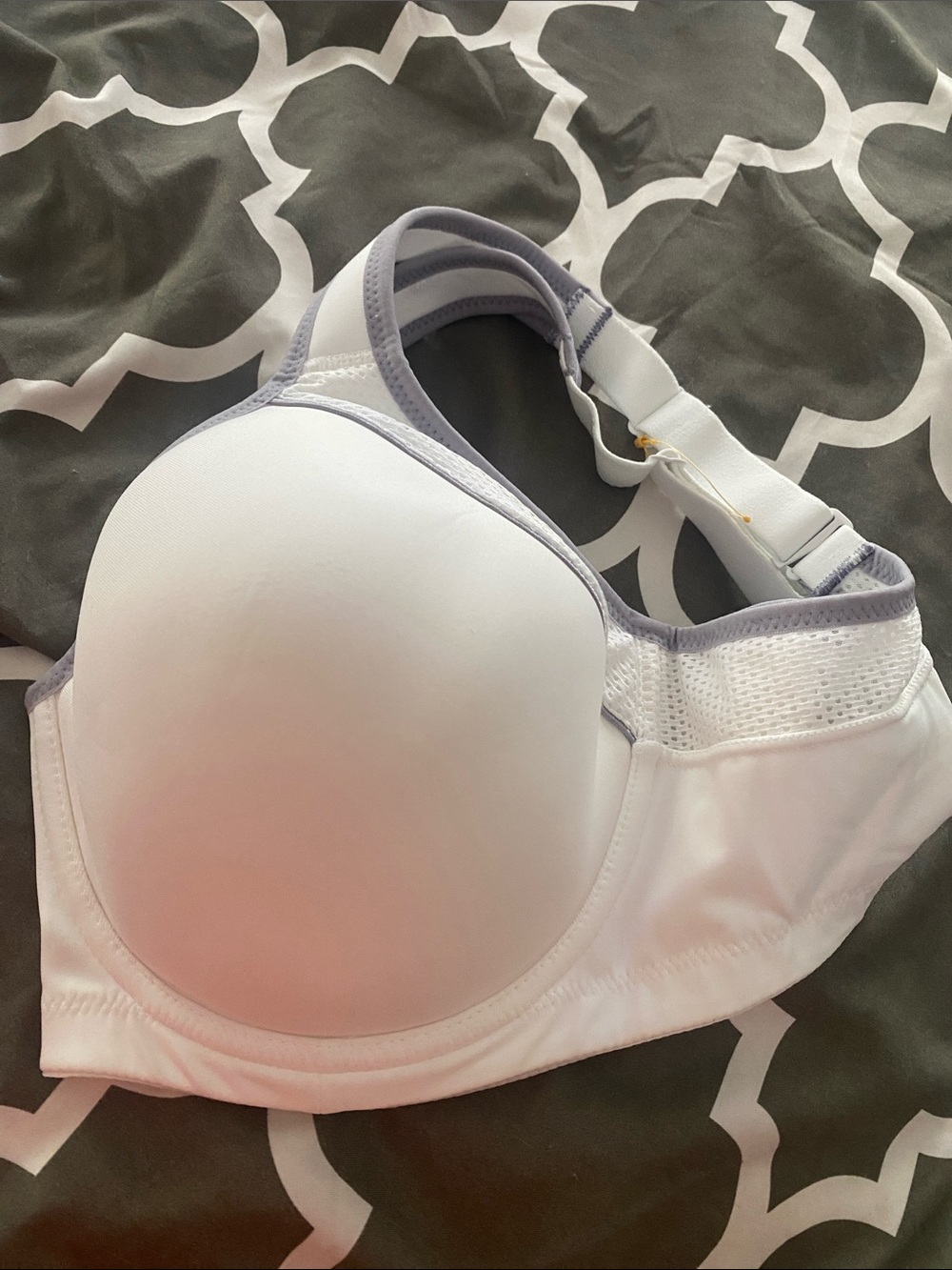 Wacoal White Padded Sports Bra with Light Gray Trim - Brand new. Never worn!